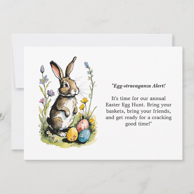 Osterbrunch & Eierjagd | Wildblume Bunny Einladung (Vorderseite)