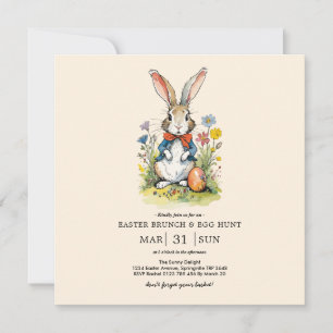 Osterbrunch & Eierjagd Wildblume Bunny Einladung