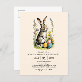 Osterbrunch & Eierjagd | Wildblume Bunny Einladungspostkarte
