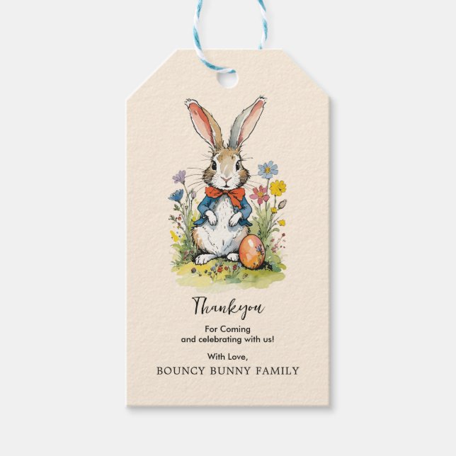 Osterbrunch & Eierjagd | Wildblume Bunny Geschenkanhänger (Vorderseite)