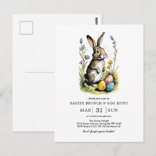 Osterbrunch & Eierjagd Wildblume Bunny Postkarte