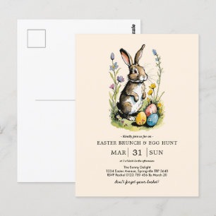 Osterbrunch & Eierjagd Wildblume Bunny Postkarte
