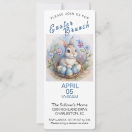 Osterbrunch Einladung mit Osterhasen.