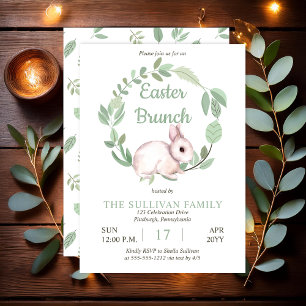 Osterbrunch-Hasenblume-Sage-Kranz Einladung