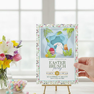 Osterbrunch mit Hase und Blumen I 3D-Stil Ankündigung
