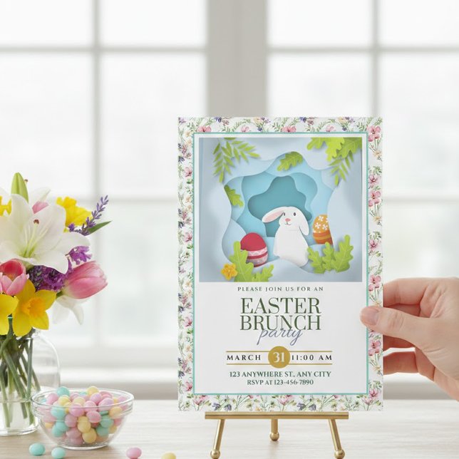 Osterbrunch mit Hase und Blumen I 3D-Stil Ankündigung (Von Creator hochgeladen)
