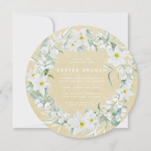 Osterbrunch mit weißem Blumenkreide Einladung