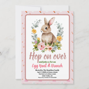 Osterbrunch & Ostereiersuche Floral Aquarell-Hase Einladung