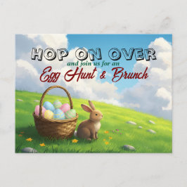 Osterbrunch & Ostereiersuche Frühlingswiese Hase Einladungspostkarte