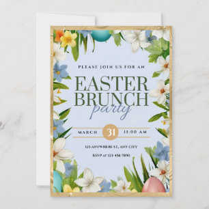 Osterbrunch Party Aquarell Blüten Ankündigung