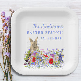 Osterbrunch und Eierjagd Bunny Floral Custom Pappteller