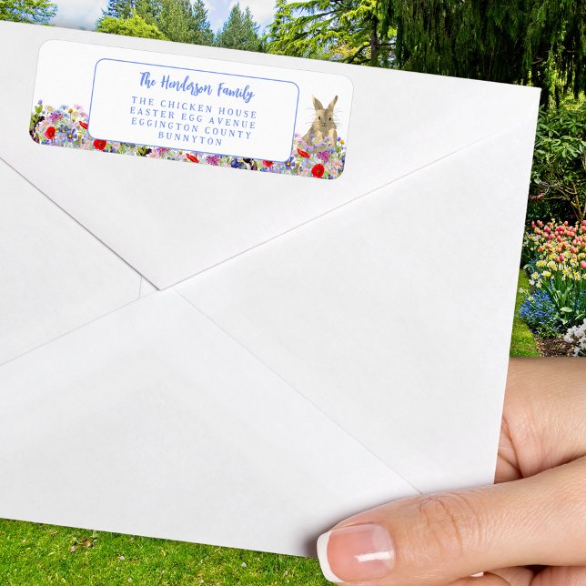 Osterbrunch und Eierjagd Flora (Easter brunch egg hunt floral bunny return address label sticker)