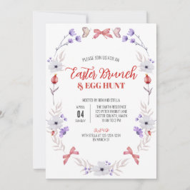 Osterbrunch und Eierjagd, Lila Weiße Blüte Einladung