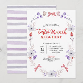 Osterbrunch und Eierjagd, Lila Weiße Blüte Einladung