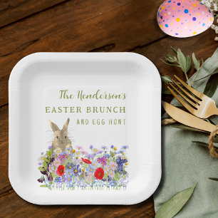 Osterbrunch und Eierjagd Niedliche Bunny Bloral Pappteller