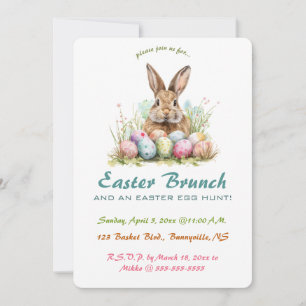 Osterbrunch und Ostereiersuche-Hase zum Bearbeiten Einladung