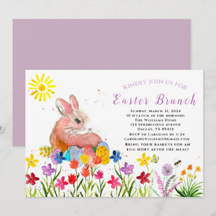 Osterbrunch Wasserfarbe Kanincheneier Geflorale Einladung