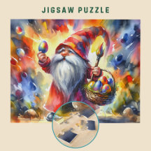 Osterbrunnen mit farbenfrohen Eiern in der Hand -