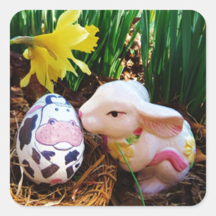 Osterbrunneneier Quadratischer Aufkleber