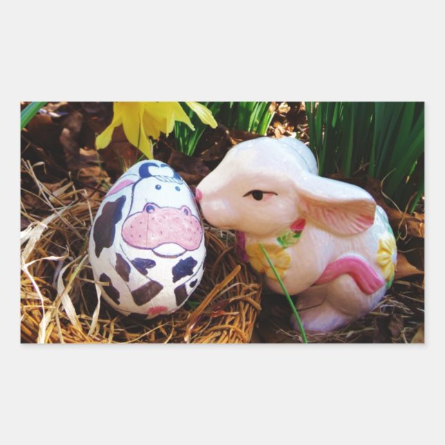 Osterbrunneneier Rechteckiger Aufkleber (Vorderseite)
