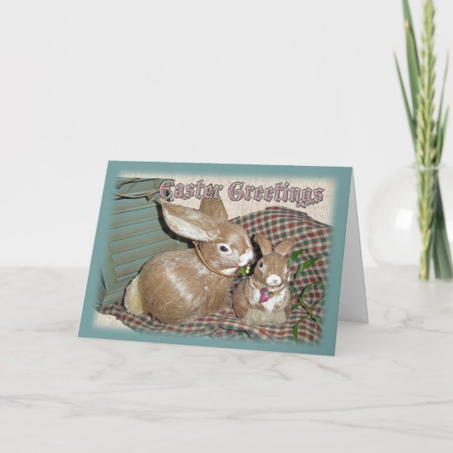 Osterbrunnens Dekorationen Frohe Osterkarte Feiertagskarte (Vorderseite)