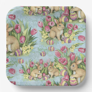 Osterbünen im Garten w Tulpen Pappteller