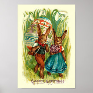 Osterbünen in Vintagen Ostern von Gras Poster