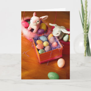 Osterbünen und Eierkarton Feiertagskarte