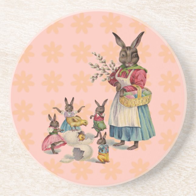 Osterbunny Chckens Bunnies Eggs Sandstein Untersetzer (Vorne)
