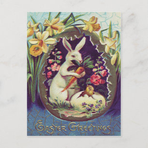 Osterbunny Egg Chick Daffodil Feiertagspostkarte