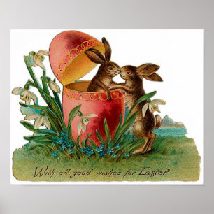 Osterbunny Kiss Vintag Poster