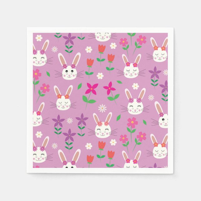 Osterbüscheln mit rosa orangefarbenen violetten Bl Serviette (Vorderseite)