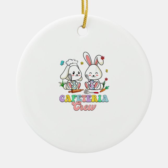 Ostercafeteria-Mitarbeiter-Lunch-Lady-Schulcafeter Keramik Ornament (Vorne)