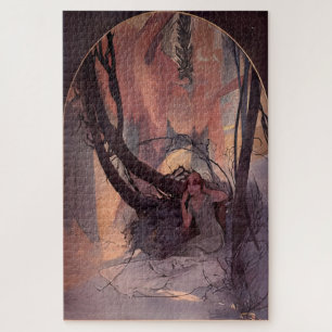 Osterchimes erwaken Natur von Alphonse Mucha Puzzle