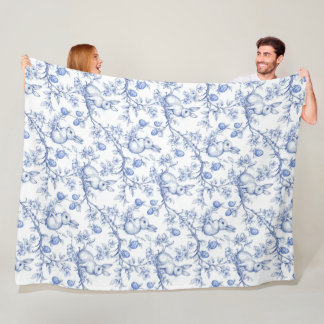 OsterChinoiserie Toile De Jouy Fleece Blanket