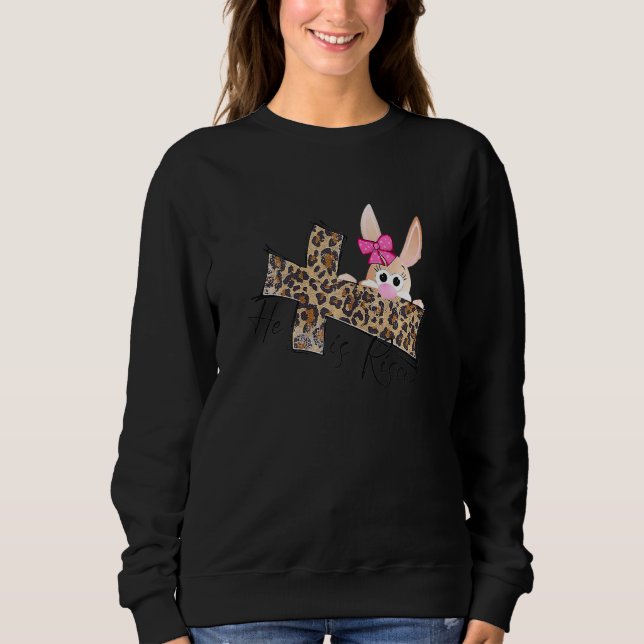 OsterChristliche Mädchen Mama Bunny ist Leopa Rise Sweatshirt (Vorderseite)