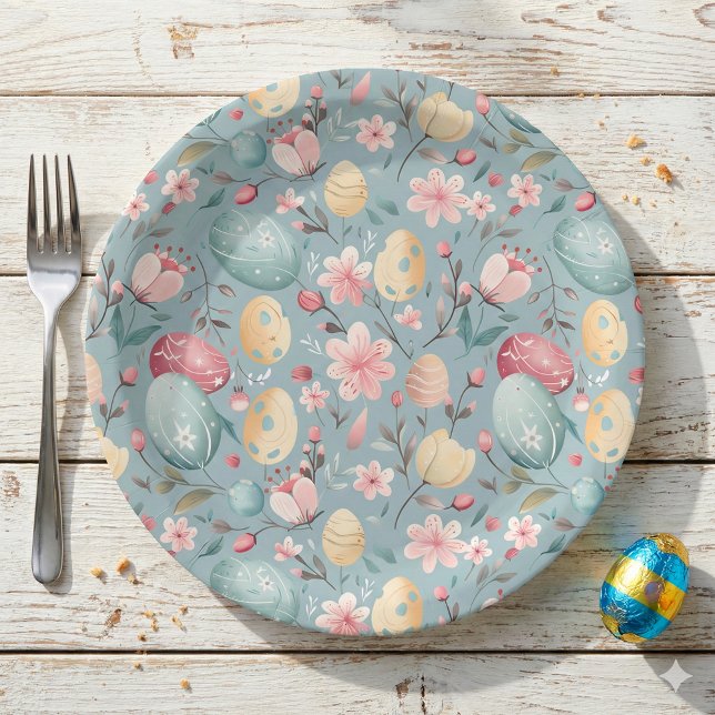 Osterdekoration in Pastellfarben Pappteller (Von Creator hochgeladen)