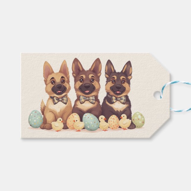 Osterdeutsche Schäferhunde Geschenkanhänger (Vorderseite (Horizontal))