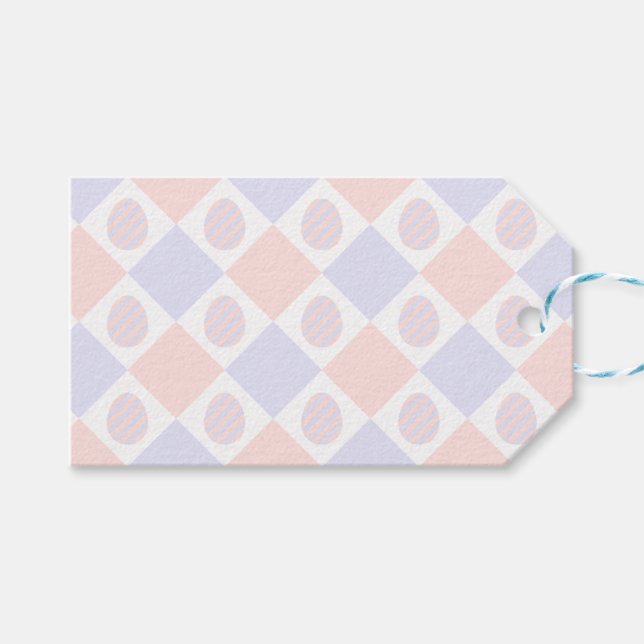 Osterdiamantmuster mit dekorierten Eiern Geschenkanhänger (Vorderseite (Horizontal))