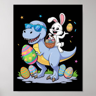Osterdinosaurier T-rex und sonniges Holding Farbe  Poster