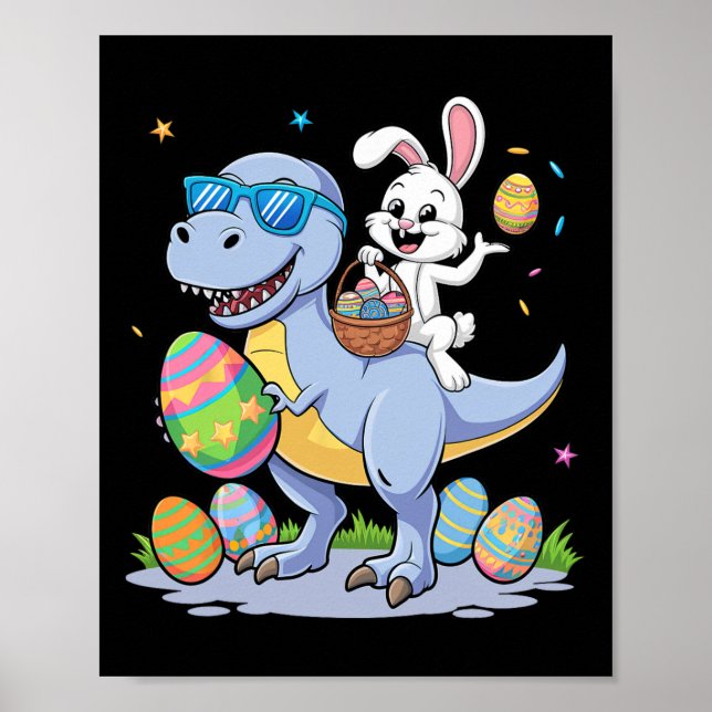 Osterdinosaurier T-rex und sonniges Holding Farbe  Poster (Vorne)