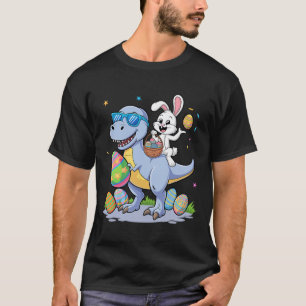 Osterdinosaurier T-rex und sonniges Holding Farbe T-Shirt
