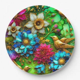 OSTERE BLUME BIRDS 3D ~ dekoriert Pappteller