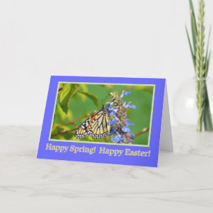 OSTERE WÜNSCHE/MONARCH-SCHALTFLÄCHE AUF BLUME/KUST FEIERTAGSKARTE