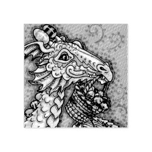 OSTEREI-DRAGON, FANTASIGE RUBBER-BRIEFMARKE Nah Gummistempel