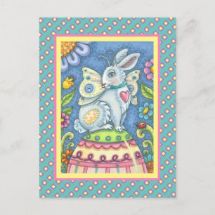 OSTEREI-FEE, FRÜHLINGS-HASE FANTASY POSTKARTE