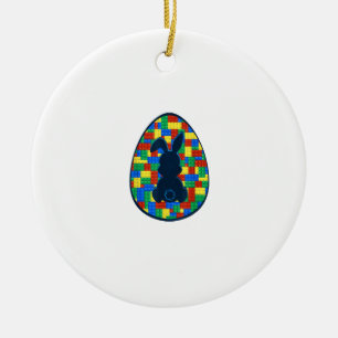 Osterei-Hasen-Jungen-Mädchen-Familie Bausteine Keramik Ornament