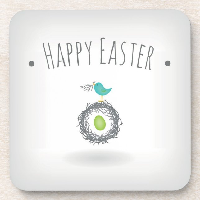 Osterei in der Vogel-Nest-Gruß-Karte Untersetzer (Vorderseite)