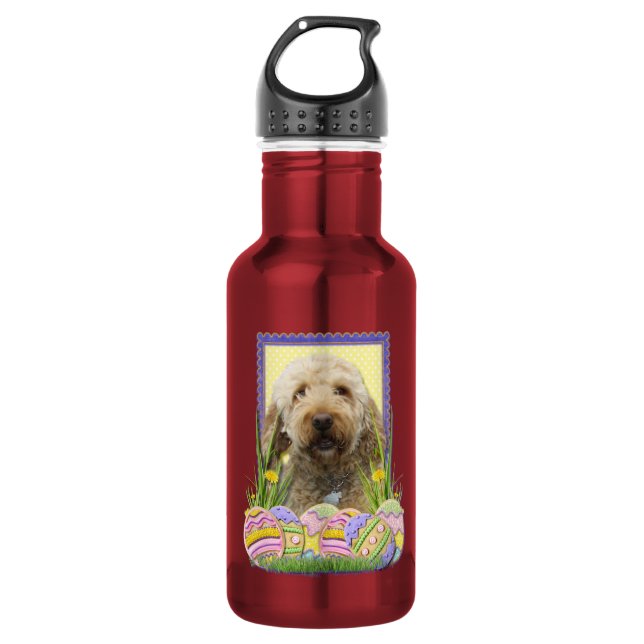Osterei-Plätzchen - GoldenDoodle Trinkflasche (Vorderseite)