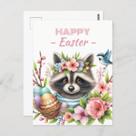 Ostereier Aquarell Raccoon Kirschblüten Postkarte